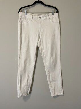 Artisan NY Women's SZ 12 White Stretch Denim Jeans Tapered Ankle